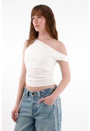 Tennis Camiseta Con Mangas Asimétricas Crudo Para Mujer