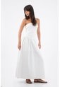 Tennis Vestido Para Mujer Algodón Blanco Midi Sin Tirantes Con Ojalillo de Tennis