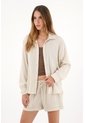 Tennis Camisa Manga Larga De Tela Con Textura Gris De Silueta Amplia Para Mujer de Tennis