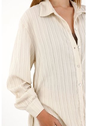 Tennis Camisa Manga Larga De Tela Con Textura Gris De Silueta Amplia Para Mujer