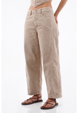 Tennis Pantalón Para Mujer En Algodón Beige Recto Con Estampado Cachemira Tennis