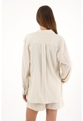 Tennis Camisa Manga Larga De Tela Con Textura Gris De Silueta Amplia Para Mujer