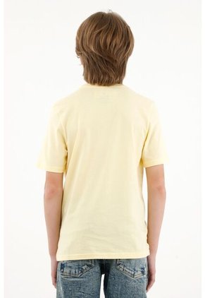 Camiseta Manga Corta Amarilla Para Niño