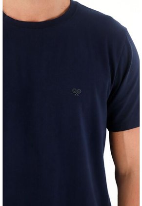 Camiseta Cuello Redondo Azul Para Hombre