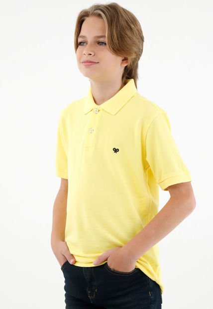 Polo Amarilla Con Raqueta Bordada Para Niño