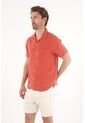 Tennis Camisa Manga Corta En 100% Lino Naranja Para Hombre de Tennis