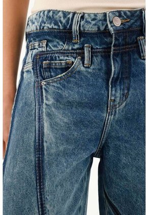Tennis Jean Wide Leg Multibolsillos Azul Para Mujer