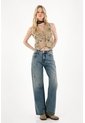 Tennis Jean Wide Leg Tiro Alto Azul De Silueta Ajustada Para Mujer de Tennis
