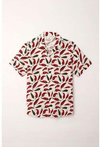 Tennis Camisa Tipo Bowling Con Estampado De Chiles Para Hombre Tennis