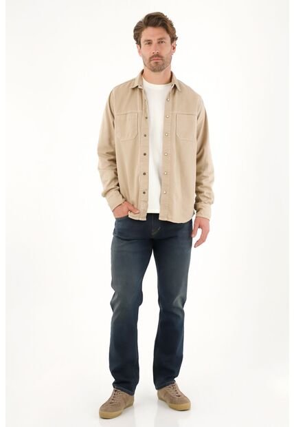 Tennis Jean Recto Con Efecto Resinado Azul Para Hombre