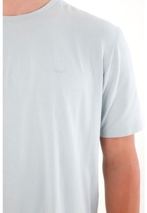 Camiseta Básica Con Mini Print Azul Para Hombre