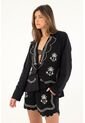 Tennis Blazer Negro Con Bordados Para Mujer de Tennis