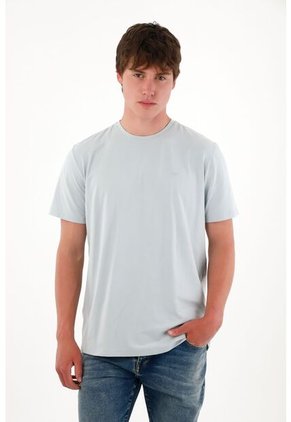 Camiseta Básica Con Mini Print Azul Para Hombre