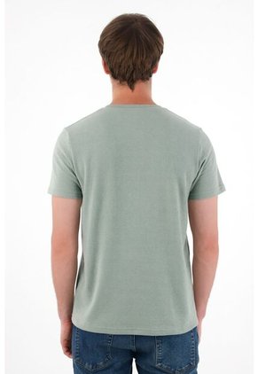 Camiseta En Tela Tejida Verde Para Hombre