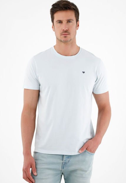 Camiseta Cuello Redondo Azul Para Hombre