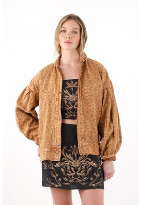 Tennis Abrigo Oversize De Diseño Animal Print Café Para Mujer
