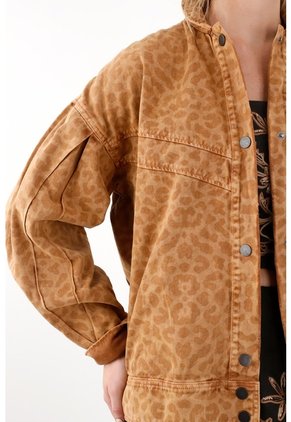 Tennis Abrigo Oversize De Diseño Animal Print Café Para Mujer