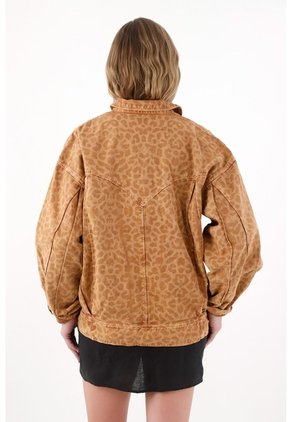 Tennis Abrigo Oversize De Diseño Animal Print Café Para Mujer