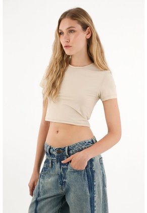 Tennis Camiseta Ajustada Tipo Crop Crudo Para Mujer