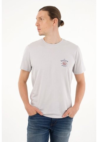 Tennis Camiseta Gris Estampada Para Hombre Tennis