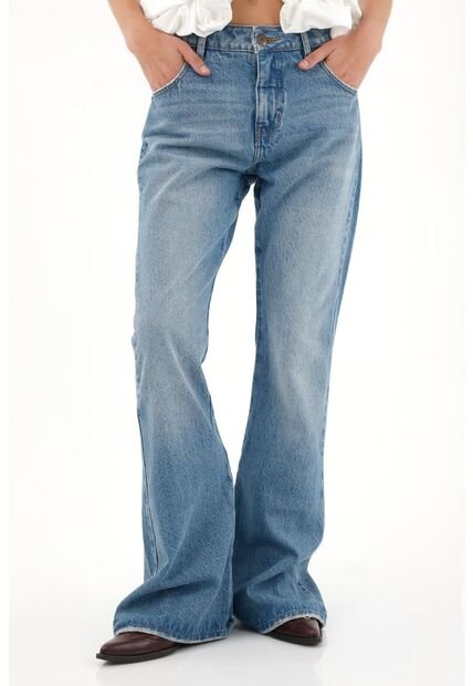 Tennis Jean Flare De Tiro Medio Azul Para Mujer