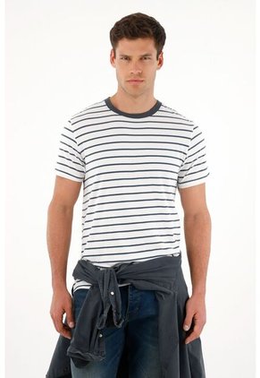 Tennis Camiseta Crudo De Rayas Para Hombre