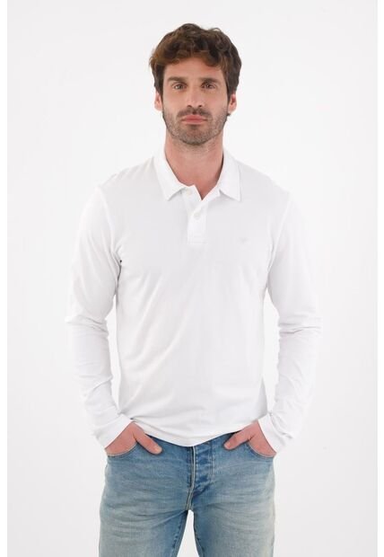 Tennis Polo Manga Larga Blanca Para Hombre
