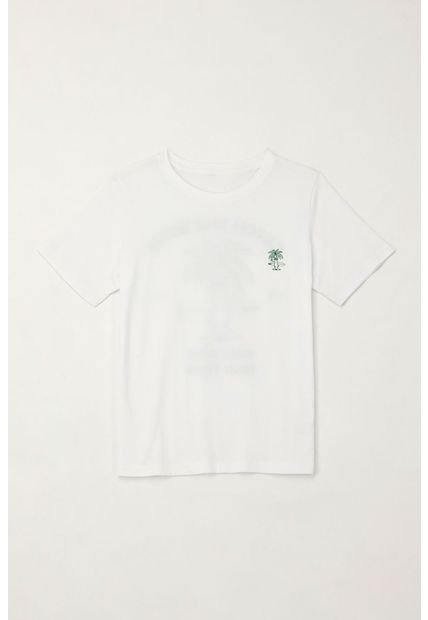 Camiseta Básica Con Estampado Blanca Para Niño