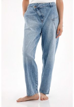 Tennis Jean Slouchy Tiro Bajo Con Jota Asimétrica Para Mujer