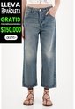 Tennis Jean Recto Tiro Medio Azul De Silueta Amplia Para Mujer de Tennis