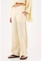 Tennis Pantalón Pierna Ancha Con Caída Fluida En Lino Amarillo Para Mujer de Tennis