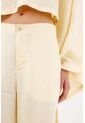 Tennis Pantalón Pierna Ancha Con Caída Fluida En Lino Amarillo Para Mujer de Tennis