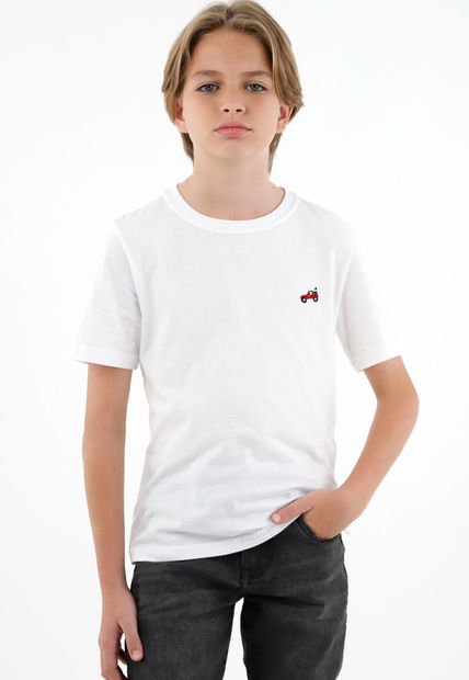 Camiseta Blanca Con Bordado Tejido Para Niño
