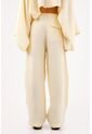 Tennis Pantalón Pierna Ancha Con Caída Fluida En Lino Amarillo Para Mujer de Tennis