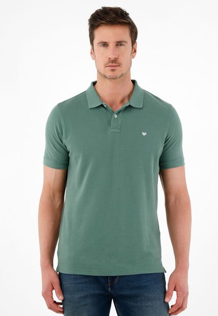 Polo Verde Con Raqueta Multicolor Para Hombre