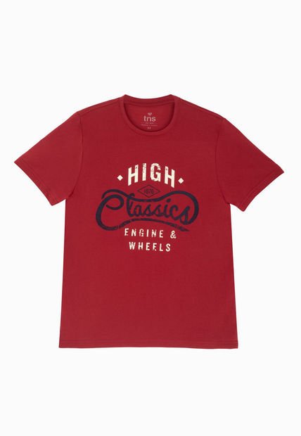 Camiseta Roja De Cuello Redondo Para Hombre