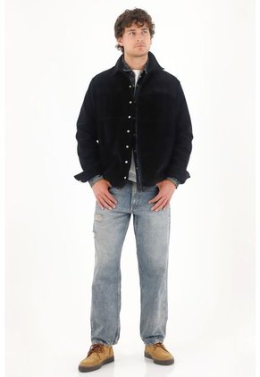 Tennis Jean Loose Con Desgastes Y Rotos Azul Para Hombre