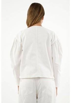 Chaqueta Crudo Con Apliques Bordados Para Mujer