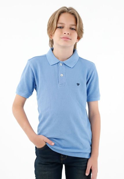 Polo Cuello Tejido Azul Para Niño