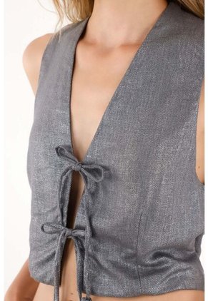 Tennis Chaleco De Escote En V Con Efecto Metalizado Para Mujer