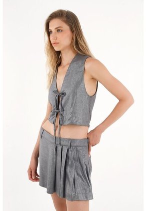 Tennis Chaleco De Escote En V Con Efecto Metalizado Para Mujer