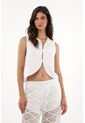 Tennis Chaleco En 100% Lino Blanco Para Mujer de Tennis