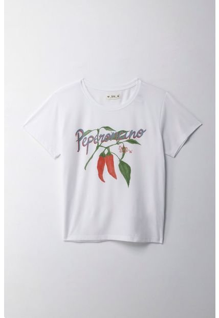 Camiseta Básica Estampada Blanca Para Mujer