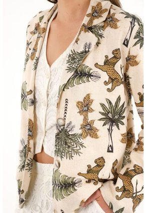Tennis Blazer Con Estampado De Palmeras Y Tigres Para Mujer