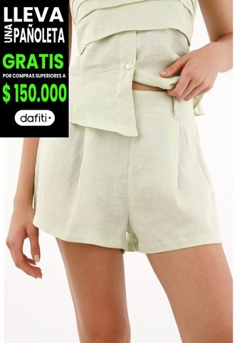 Tennis Short En 100% Lino Verde Para Mujer Tennis