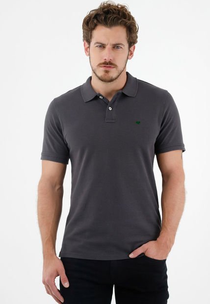 Polo Gris Con Raqueta Multicolor Para Hombre