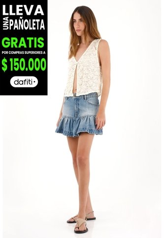 Tennis Falda En Denim Con Bolero Azul Para Mujer Tennis