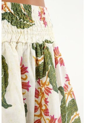 Falda Estampada Con Nido De Abeja En Cintura Para Mujer