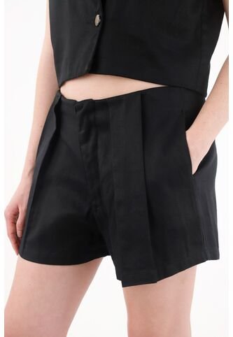 Tennis Short Tiro Alto Con Tablas Negro Para Mujer Tennis