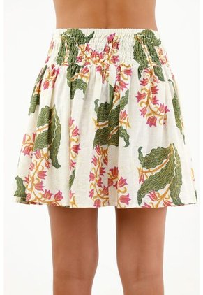 Falda Estampada Con Nido De Abeja En Cintura Para Mujer